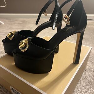 Michael Kors black platform peep toe 5 inch heels